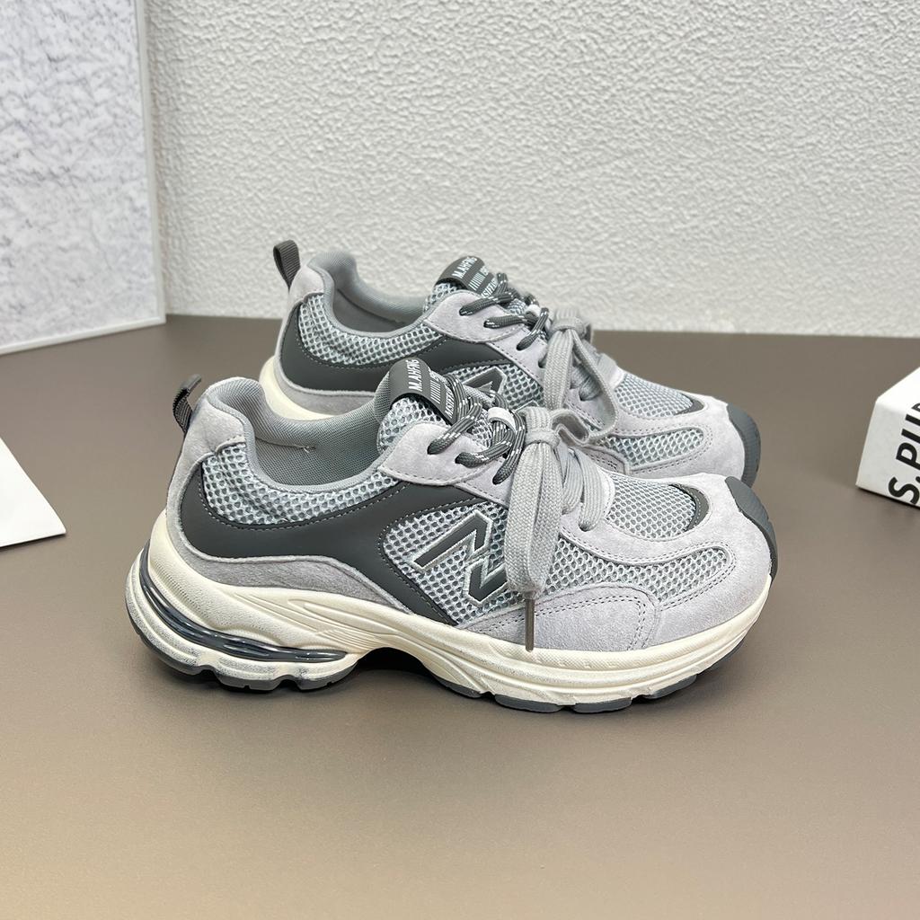 Paris retro platform dad shoes women's 2025 new mesh breathable small height increase sports and leisure shoes