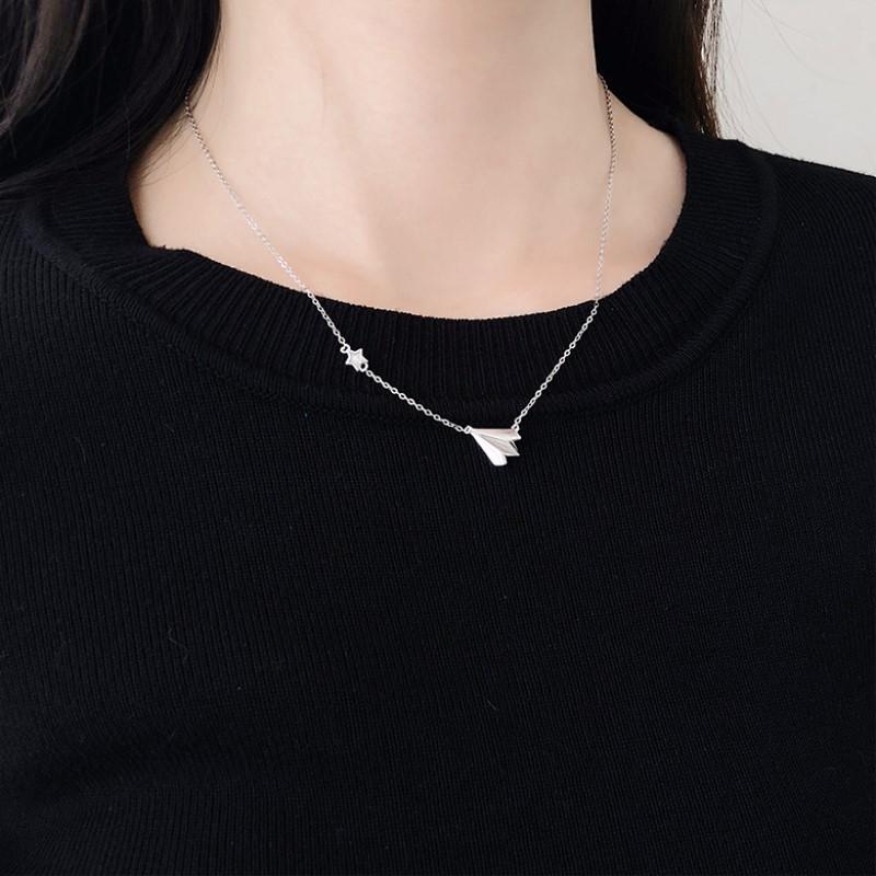 Colier Pur pentru Femei Lanț Simplu Studențesc pentru Claviculă