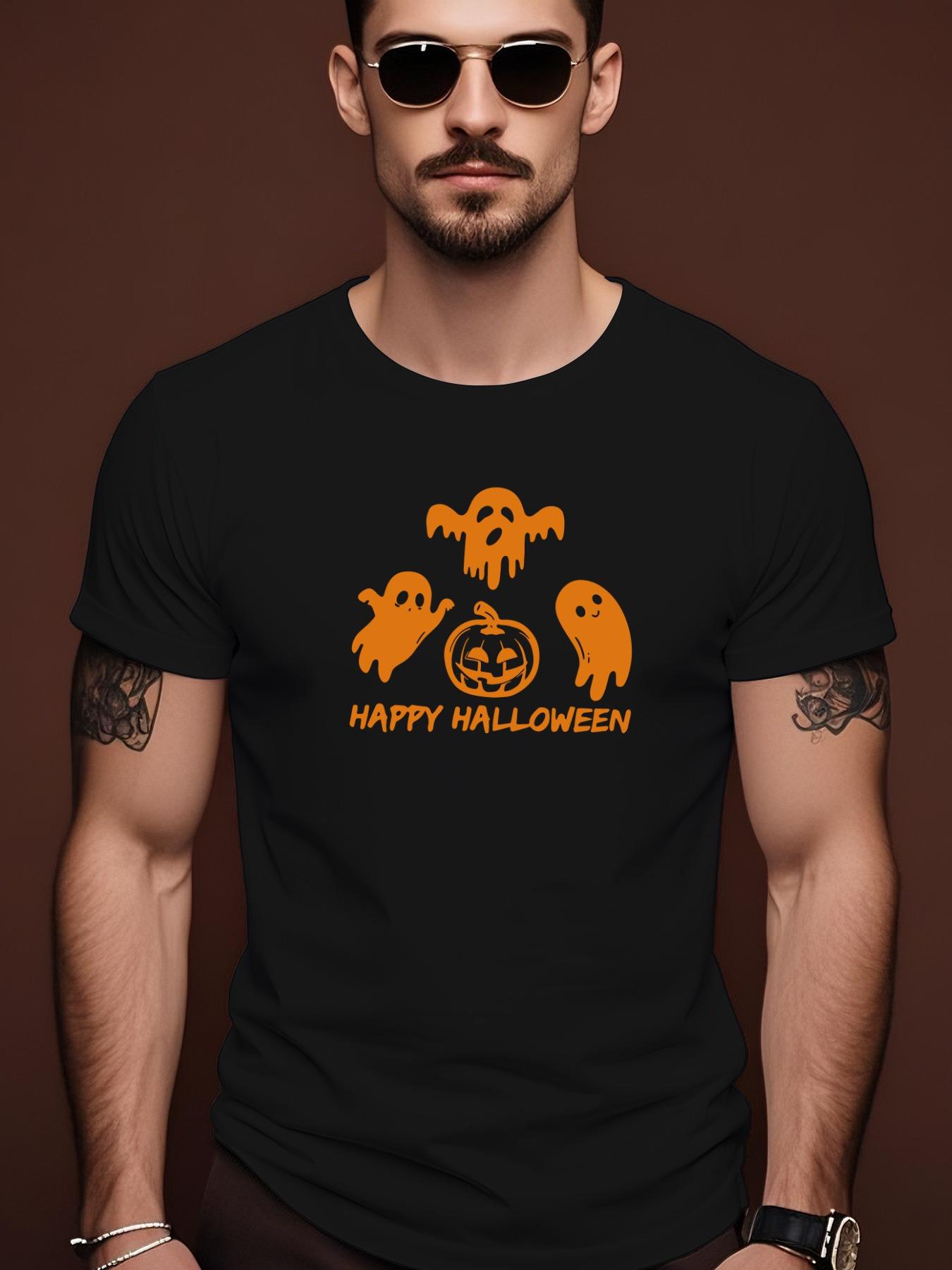 Halloween Graphic Casual Tshirt - Light Grey Summer Short... L