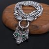 Nordic Viking Myth Odin Wolf Head Pendant Necklace Fried  Twists Chain with Snake Head Necklace Men's Jewelry Necklace Gift