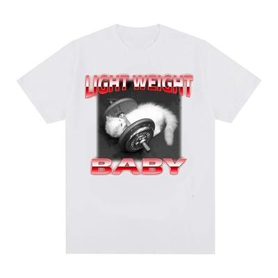 Funny Cat Dumbbell Print Women's Round Neck T-shirt Casual Loose Short Sleeve Top Summer Fashion Clothes Graphic T Shirts Y2Ktop