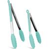 Silicone Non-SlipTongs for Cooking, 430 Steel Table Tongs for Kitchen Salad, Pasta, Grilling, BBQ, Heat Resistant Tip, Strong Grip for Meat Sky Blue