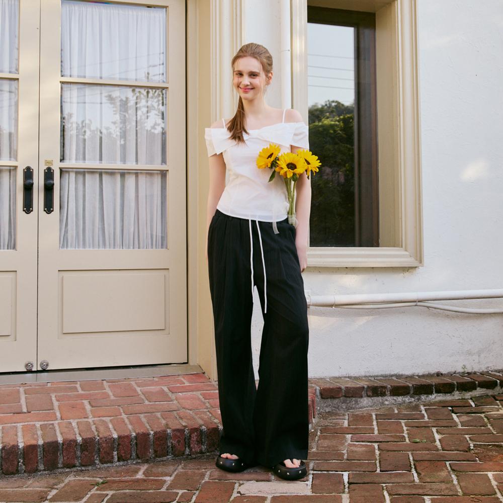 Egoiseuteu [Blue Label] Lace Elastic Waist Wide Pants Es2Opt14