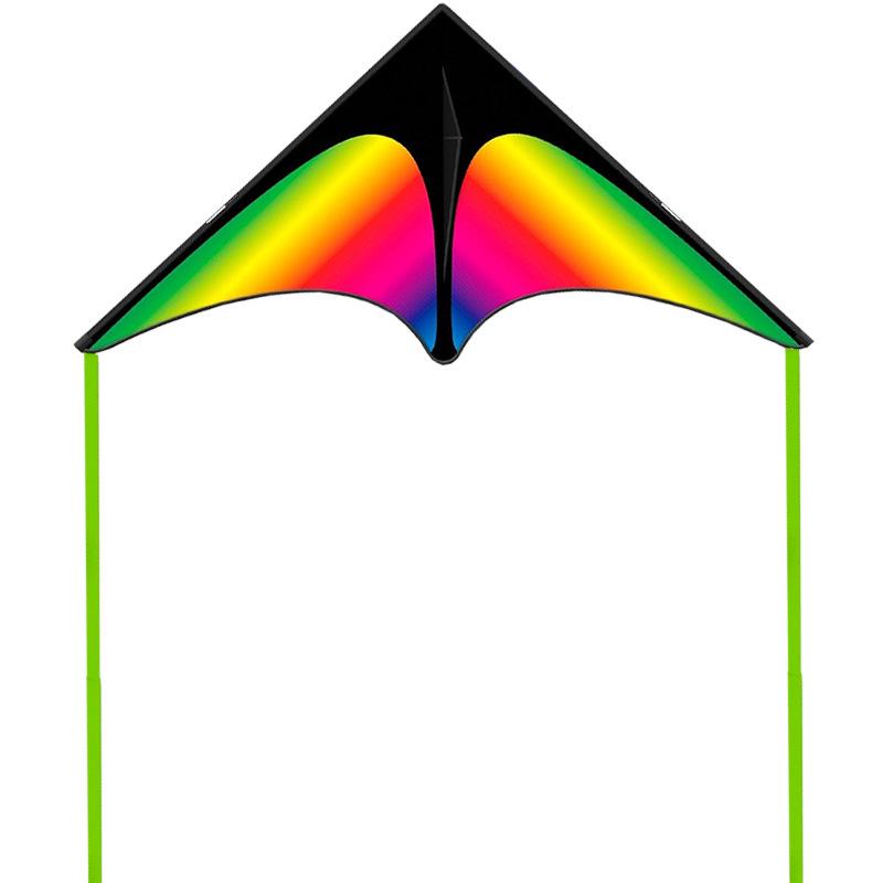Rainbow Triangle Kite with Double Tail - Colorful Cartoon Design for Children & Adults