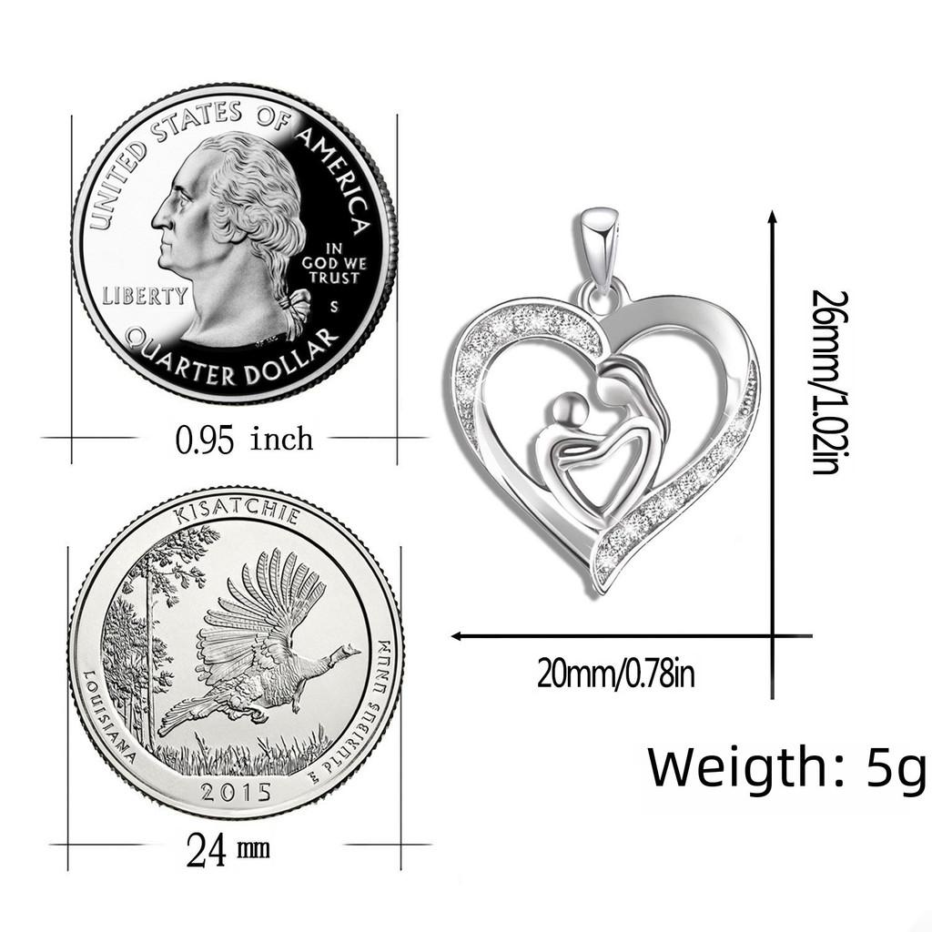 Beautiful European American Heart-shaped Mother And Child Necklace Unique Gift For Mom On Mother's Day