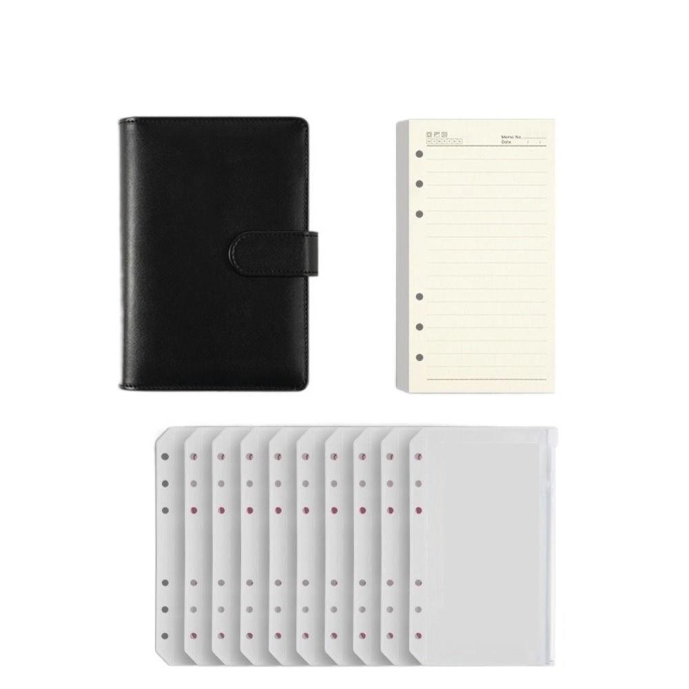 Pu Leather Loose-Leaf Notebook Macarone Color Budget Binder  Office Stationery Supplies
