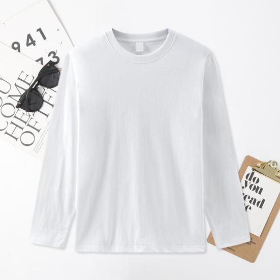 Women Men Long Sleeve Sweatshirt Breathable Soft Solid Color Spring Autumn Casual O-neck Loose Pullover Shirt