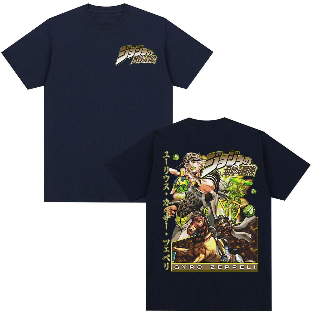 2026 New Anime JoJo Bizarre Adventure STEEL BALL RUN Gyro Zeppeli Tshirts Clothing Fashion Casual Short Sleeves T Shirts Tops