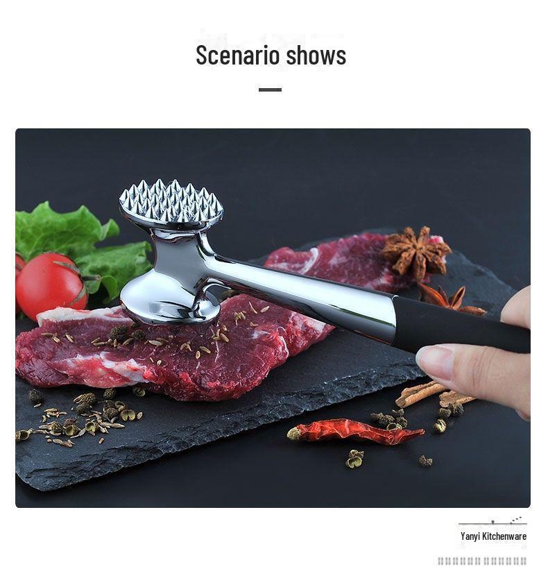 Double-sided Zinc Alloy Meat Tenderizer Hammer - Kitchen Tool for Breaking Tendon and Loosening Meat