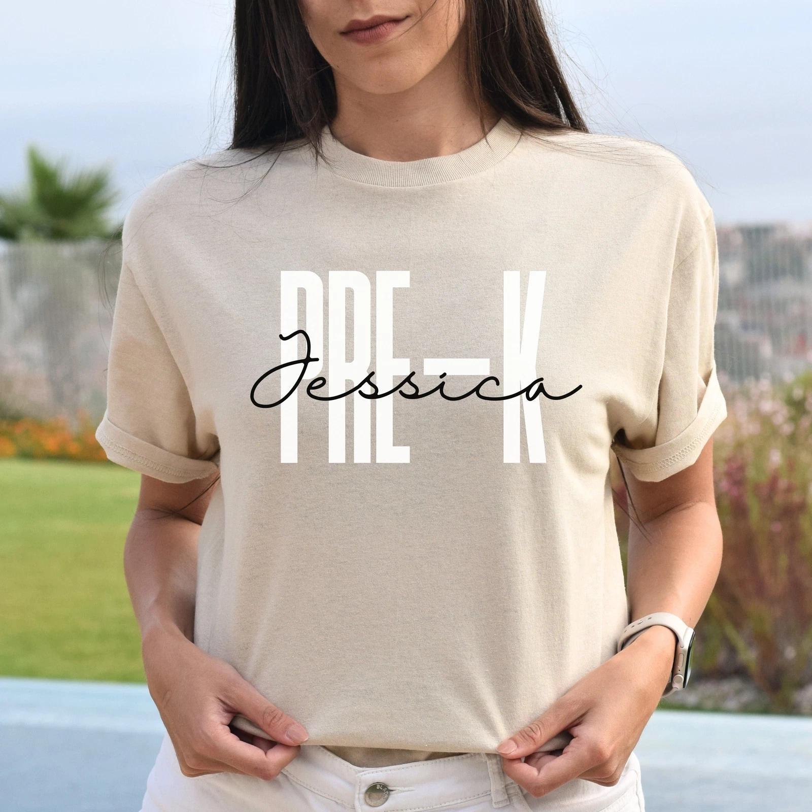 Personalized Pre-k T-shirt gift Custom name Pre-kindergarten teacher Unisex Tee S