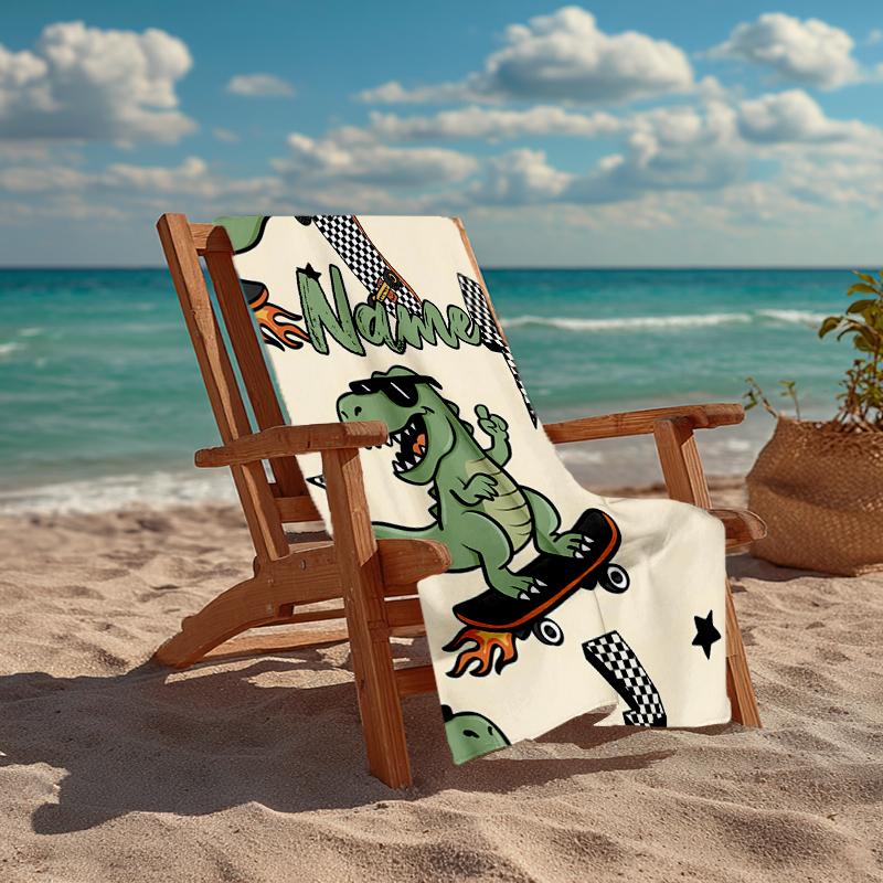 Personalisierbares Ultra-Weiches Strandtuch mit Dinosaurier-Thema, Ideal für Pool - Camping, Tauchen - Perfekter Reisebegleiter, Lebendiges Strandtuch.