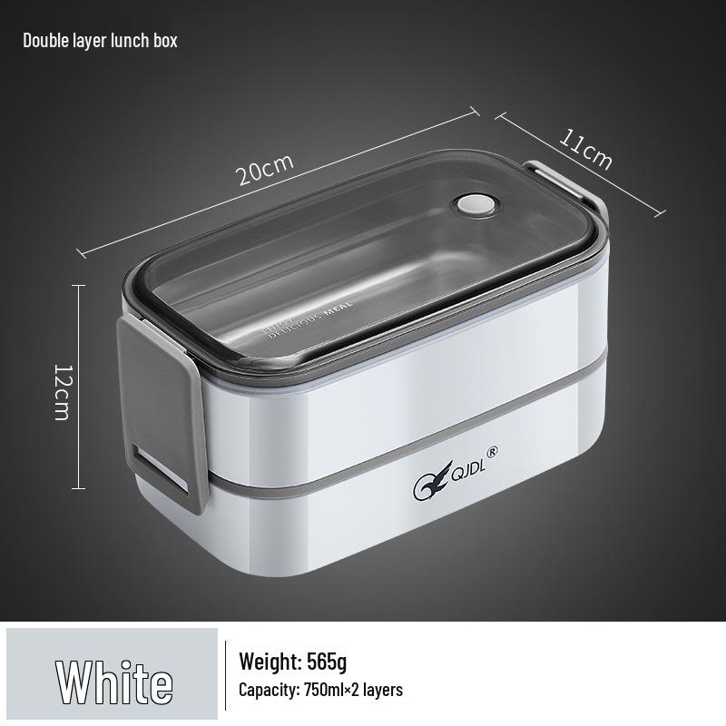 Bento Lunch Box a Doppio Strato in Acciaio Inossidabile, Contenitore Adatto al Microonde per Ufficio e Studenti