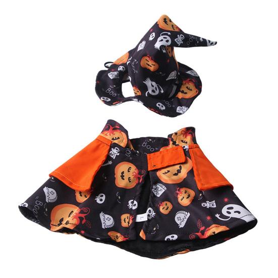 Jijijing 1 Set Halloween Pet Costume, Adjustable Wizard Hat And Cape, Cute Pumpkin Ghost Prints, Fun Outfit for Small Dogs Cats Festive Apparel