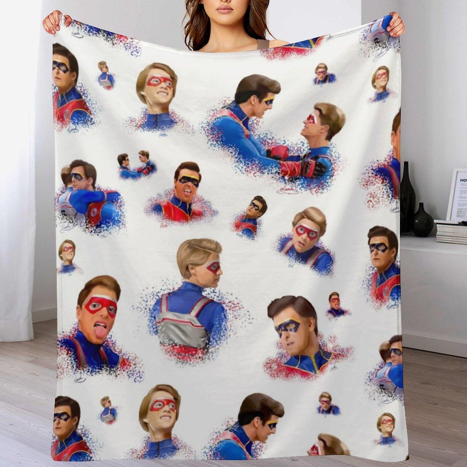 Creative Homewares Unisex Captain Man And Kid Danger Drawing Pattern Throw Blanket Cozy Napping Blanket Gift For Mom Dad
