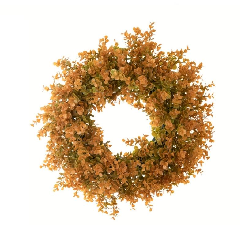 

16inch Fall Wreath Orange Leaf Leaves Wreath Artificial Autumn Wreath for Front Door Farmhouses Home Wall Window Decors 1