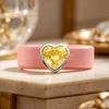 14K Golden Plated Heart-Shaped Yellow CZ Ring with Pink Band - Sweet Love Symbol, Perfect Gift for Her