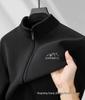 Men's Plus Size Stand Collar Fleece Jacket - Loose Fit for Autumn/Spring, Middle-Aged Style
