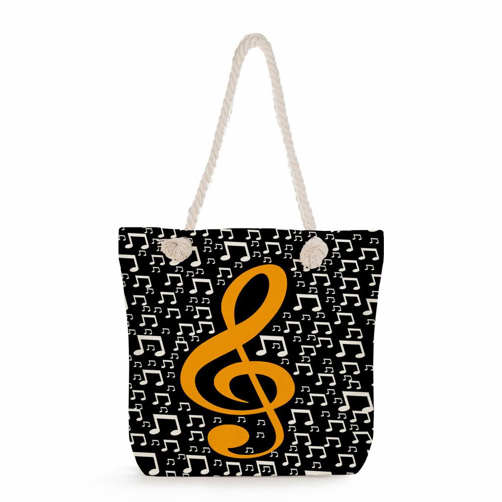 Multifunctional note Printed Thick Rope Shoulder Beach Bag Casual large capacity handbag 7611