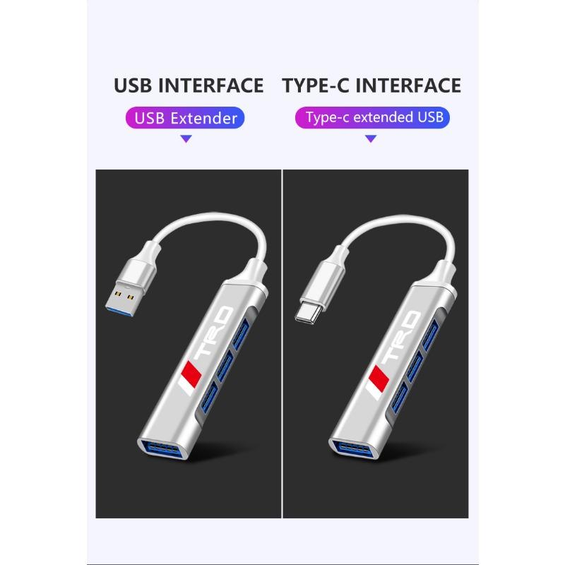 4 Ports USB 3.0 HUB TYPE-C Multi High Data Transmission Car Adapter For Toyota TRD Fortuner Chr Verso Prius Hiace Yaris Trd Corolla