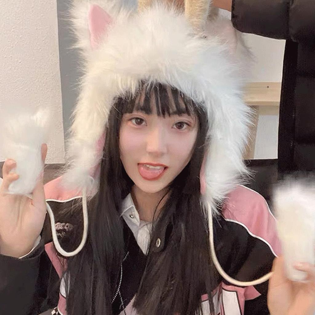 Apparlxer Czapka Cosplayowa Kot, Halloween, Puszysta, Urocza, Miau Miau, Unisex, Akcesorium Kostiumowe (czarny)