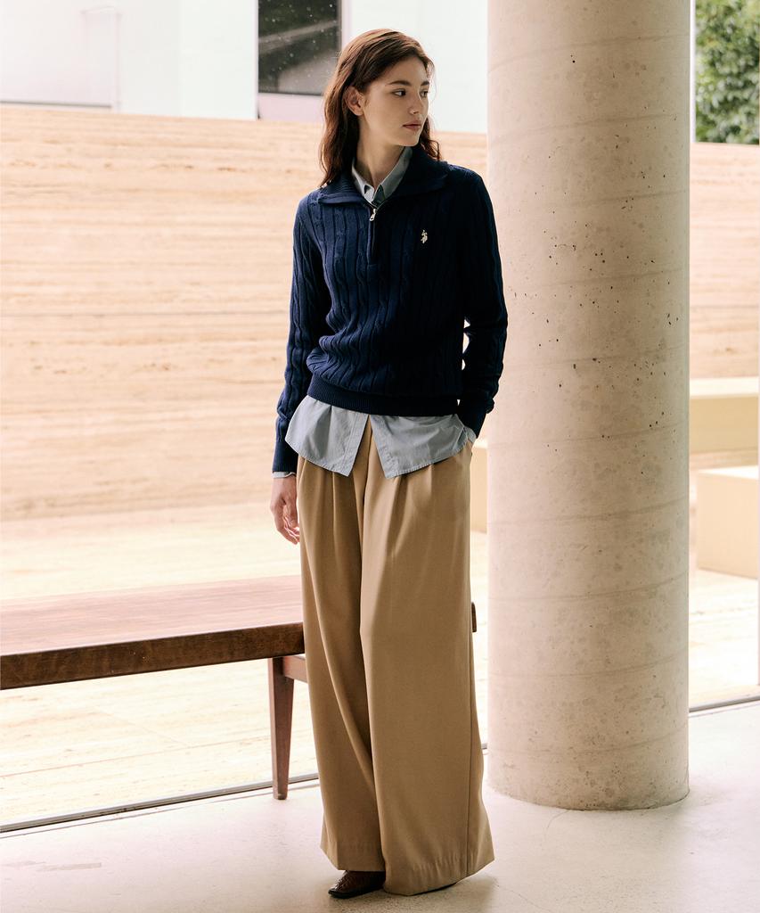 USPOLOASSN Cable Half-Zip Knit_Navy