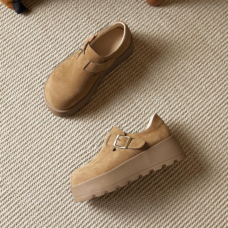 Mode AIYUQI 2025 neue Damenschuhe mit dicker Sohle Damen Schnalle Slipper Damen Übergröße bequeme Plateauschuhe