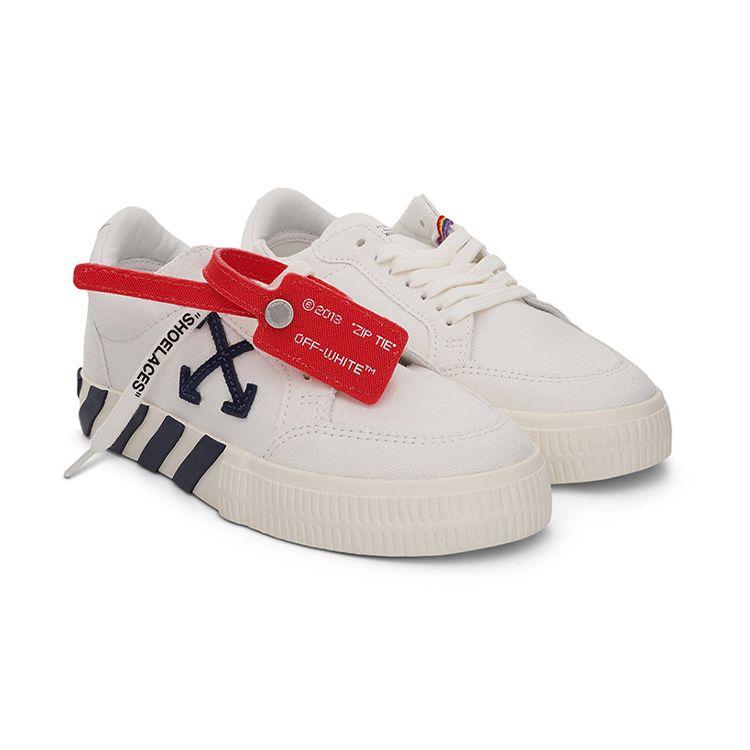 Off-White Cotton Low-Top Lace-Up Fashion Sneakers Kids Sneakers White Black OBIA003S22FAB0010146