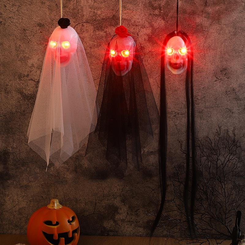 Halloween Glowing Skeleton Hanging Ghost Bride and Groom Yard Horror Decor Props for Party Outdoor Indoor
