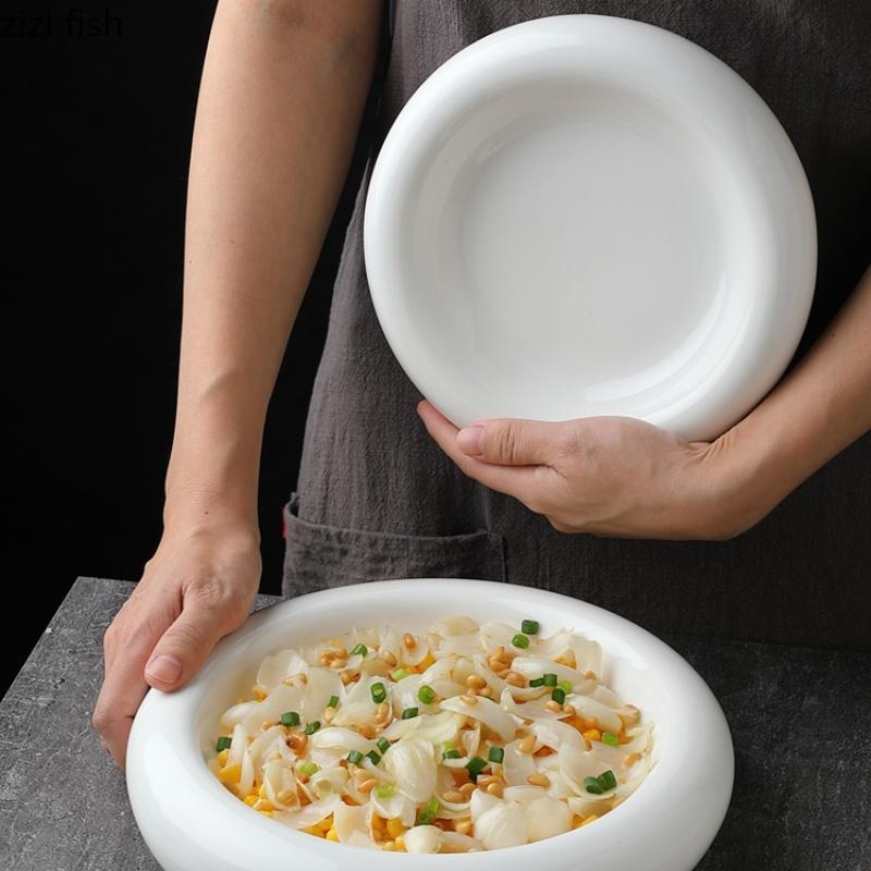Round Thickened Ceramic Dining Plate Dessert Plates Fruit Bowl Salad Bowl Dim Sum Dish Sashimi Disc Sushi Plate Snack Bowls