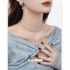 Pearl Necklace Blue-green Gradual Change Butterfly Sweater Chain Wind Autumn and Winter Resin Pendant