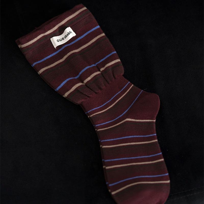 Autumn Flared Women's Socks, Double Flared Striped Mid-calf Socks, Letter-label Dopamine Style Personality Pile Socks