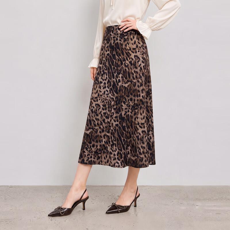 Qiushui Yiren Vintage Leopard Print Mermaid Midi Skirt