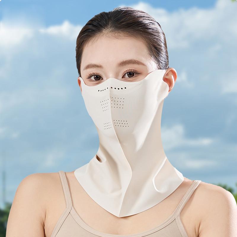 Summer Face Mask with Scarf Sun Protection Breathable Women Face Mask Outdoor Travel Ice Sense Face Neck Protection