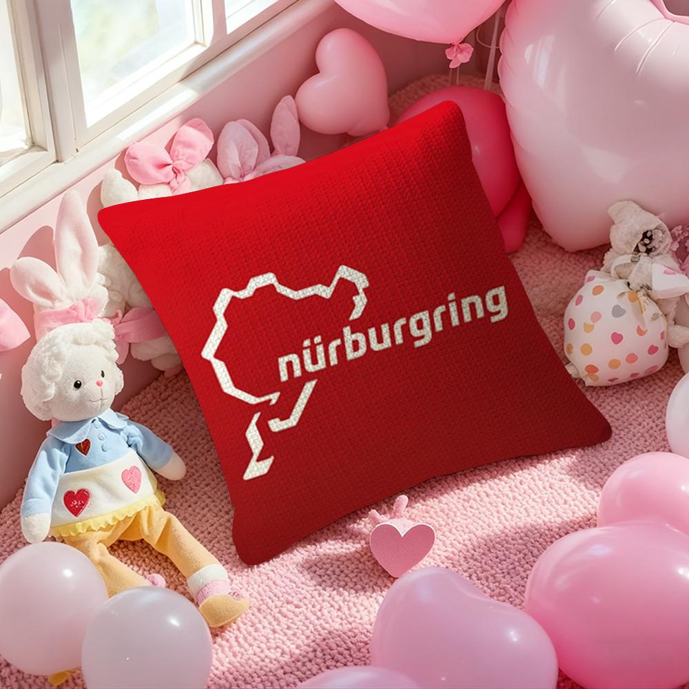 

Nurburgring Sport Car Pillow Case Antidustmite Pillowcase Invisible Zipper Silky Short Plush Sofa Cushion Cover 30x30 cm