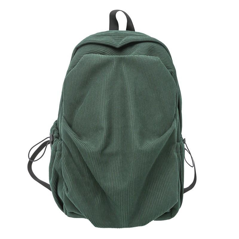 2025 New Corduroy Solid Color Backpack Female College Students 'schoolbag Simple Korean Style Japanese