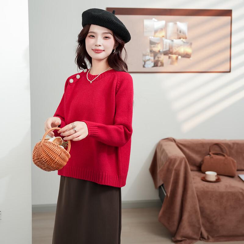 

IMAGINEX Women s Autumn Round Neck Sweater One Size