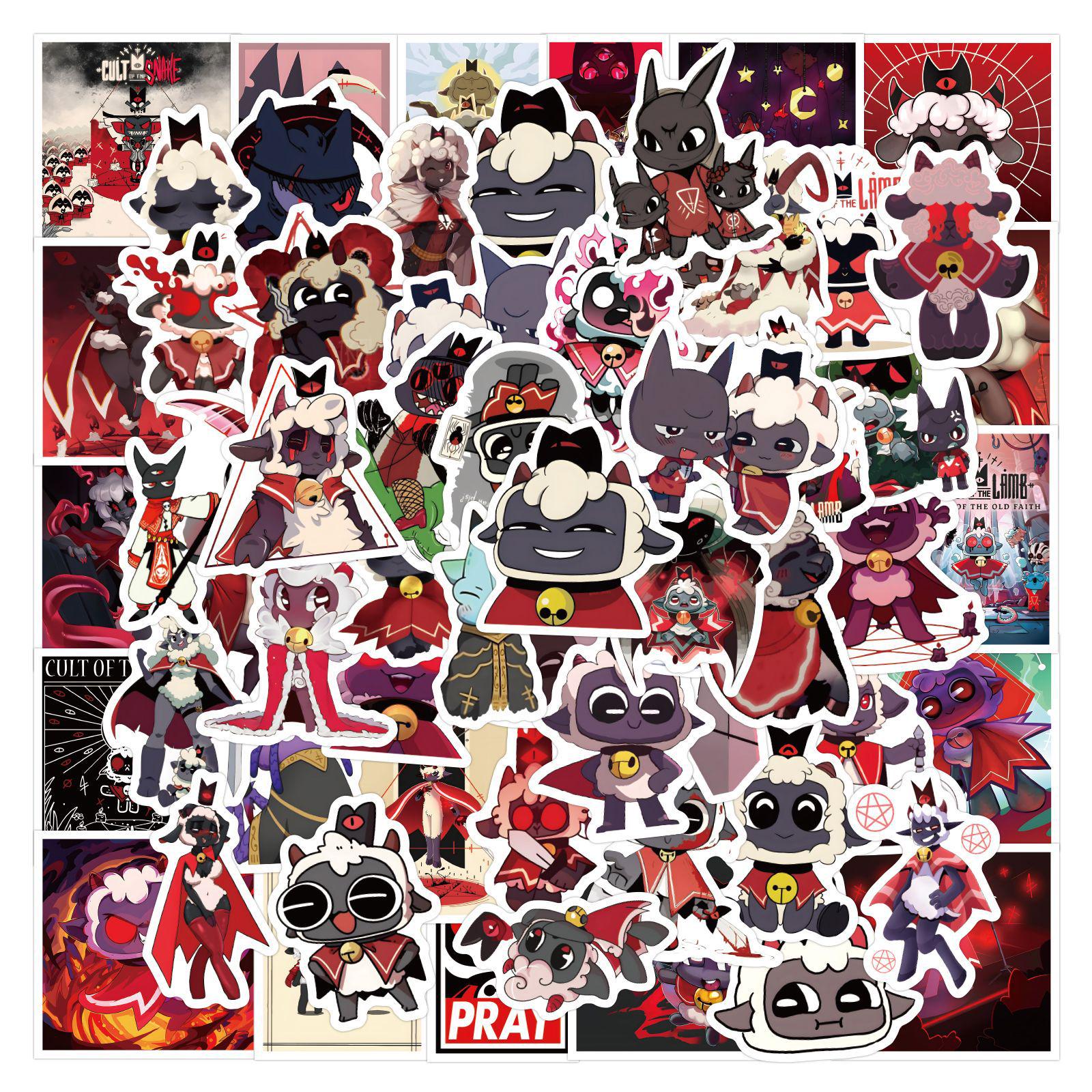 120 Мультяшных Игровых Граффити-Наклеек Cult of the Lamb: Водонепроницаемый набор для DIY-журнала