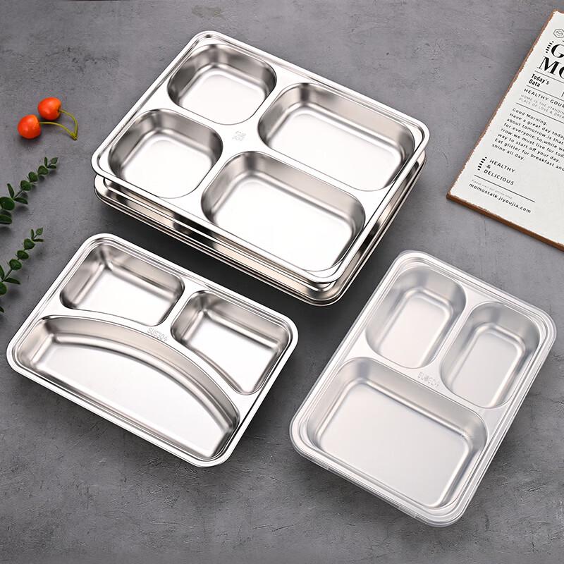 304 Stainless Steel Divided Lunch Tray with Lid