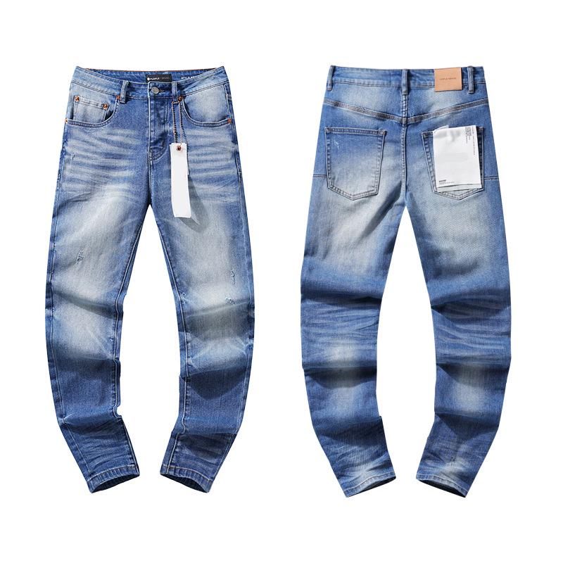 European and American Purple Slim Men's Trendy Light Luxury Elastic Jeans