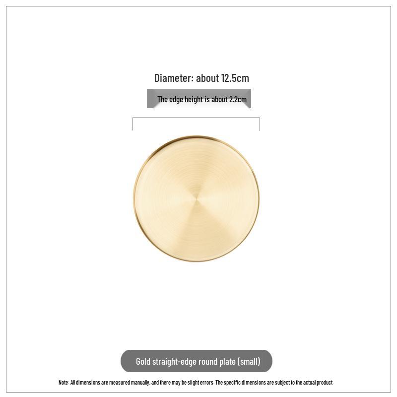 Luxury Gold Stainless Steel Round Tray for Cosmetics, Storage, and Desserts Default