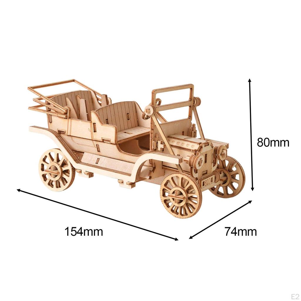 Puzzle de mașină clasică din lemn 3D, obiecte de colecție, model mecanic din lemn de epocă pentru cameră