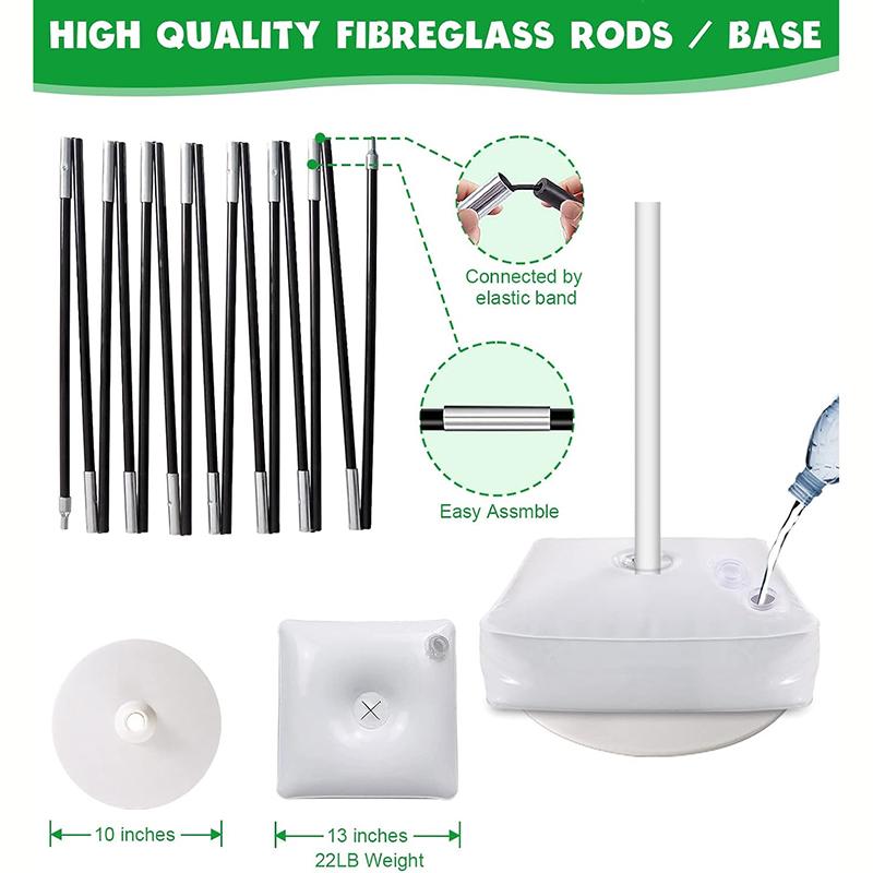 9 Fuß hoch 10 Fuß breit Verstellbares Kunststoff-Ballonsäulenständer-Set mit wasserbefüllbaren Basen und Wassersack 50 Ballonclips