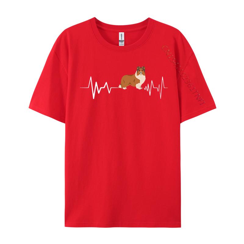 Outdoor Tops Shirt Cotton Mens T Shirt Heart Beats For Sheltie Shetland Sheepdog Tshirt Printed On Fashion S