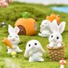7pcs Cute Animal Garden Decorative Bunny Set Micro Landscape Resin Small Figurines Creative Furniture Decor for Fairy Garden