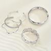 5 pièces mode rétro élégant métal style vieux argent géométrique irrégulier vague noué disque large face bracelet argenté personnalité tendance