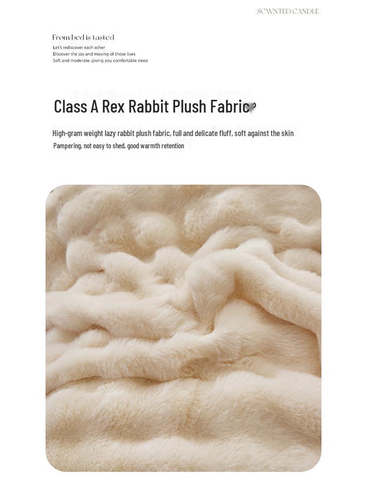 Winter Plush Bunny Fur Bedding Set: Double-Sided Milk Velvet and Coral Fleece Duvet Cover with Skirt