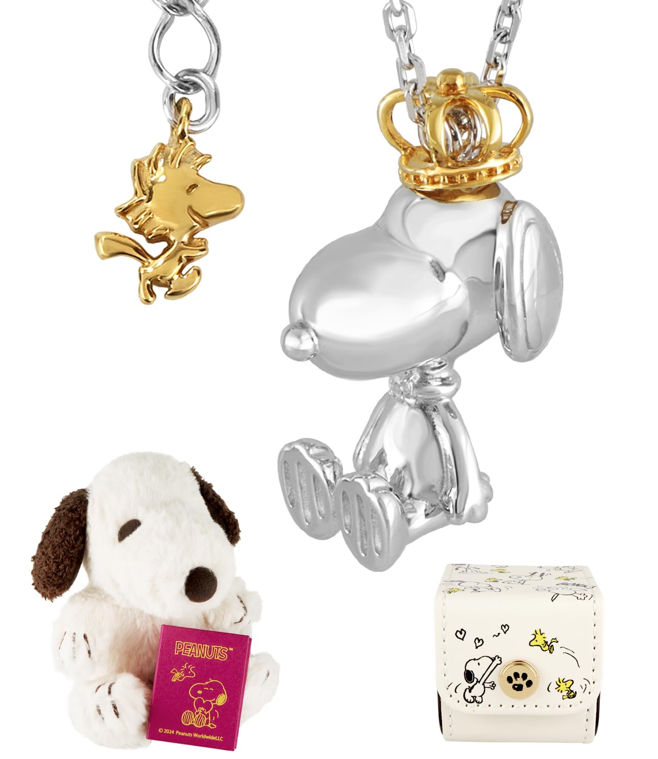 

[Shinjuku Gin no Kura] Limited Edition Crown Snoopy 3D Necklace (Plush Toy & Case Set) Silver 925 Figure Official