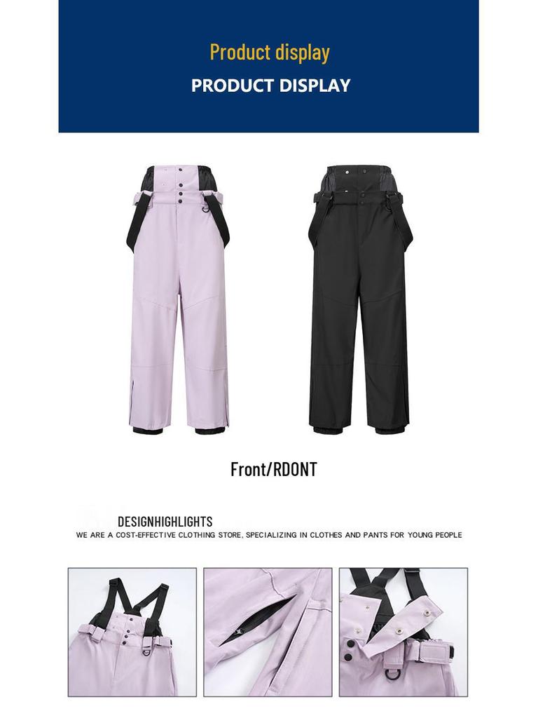 Waterproof Outdoor Ski Pants with Detachable Strap for Winter and Mountaineering