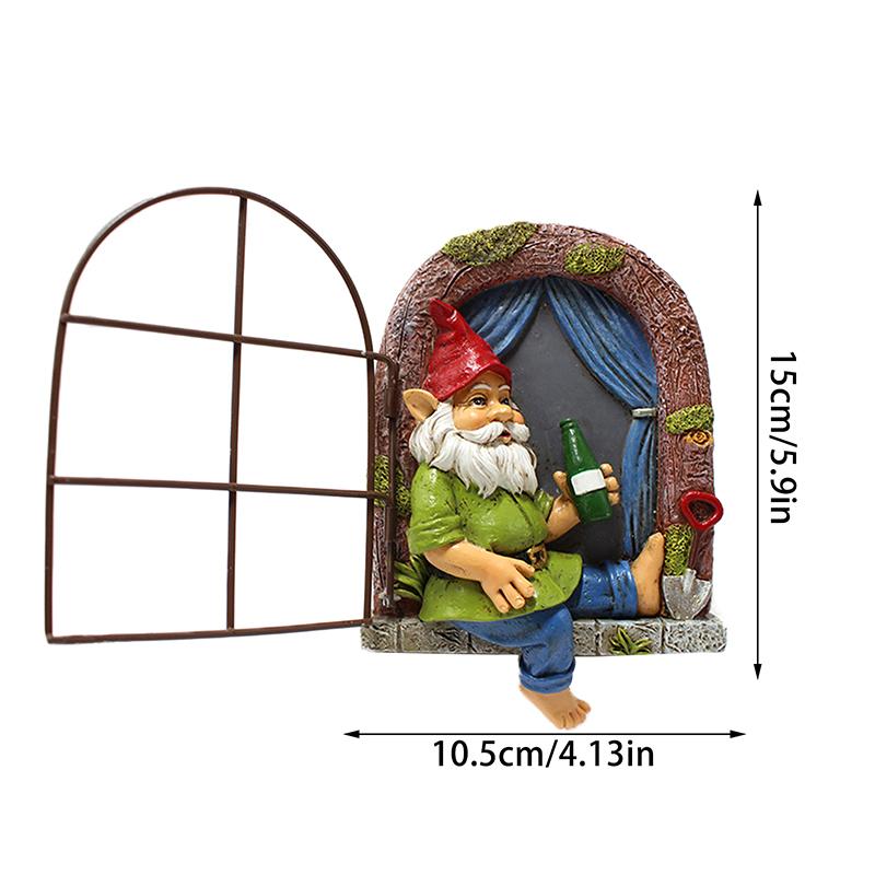 Gnome Tree Hugger, Drinking Dwarf Window Decoration, Creative Resin Outdoor Tree Decoration For Garden Landscape, Hanging Crafts