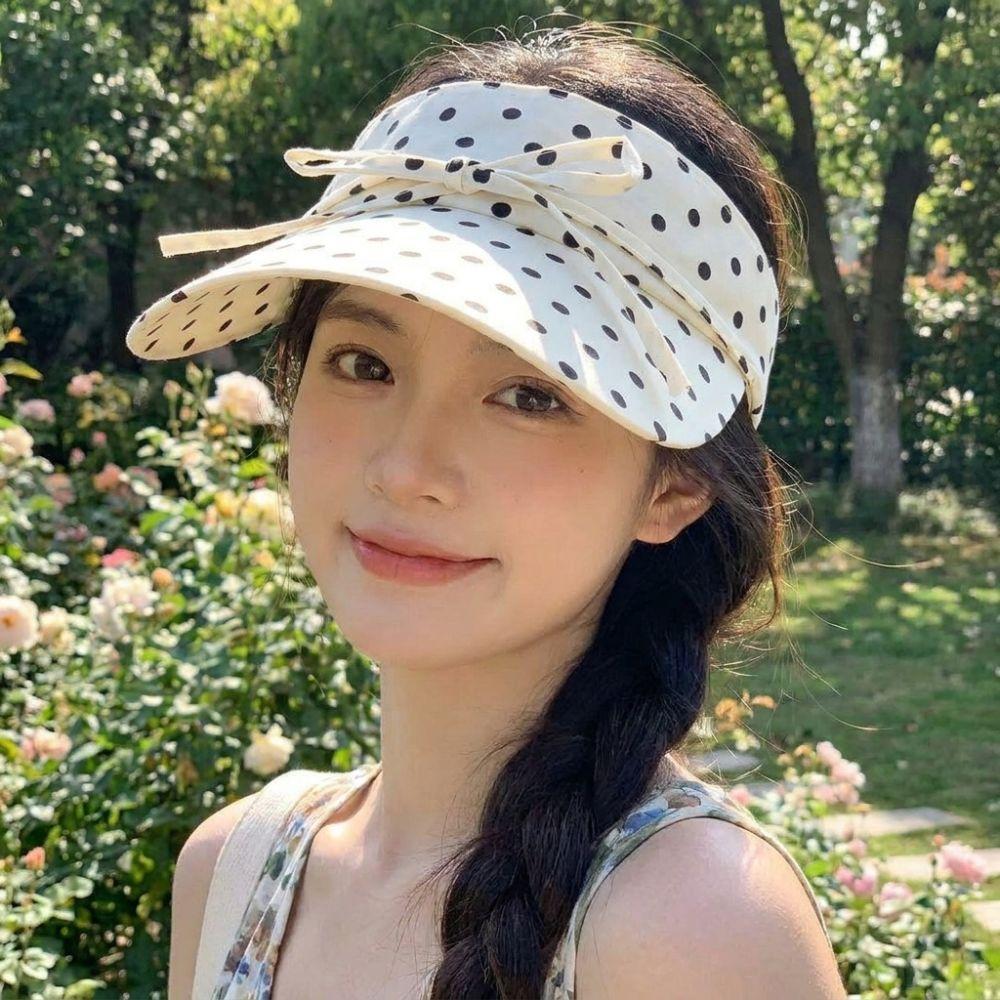 Polka Dot Sun Hat Wide Brim Duckbill Cap Fashion Beach Hat  Women Girls